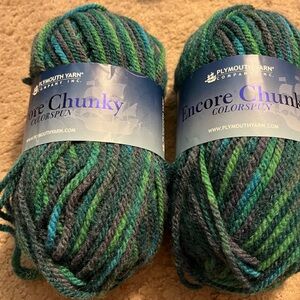 2 Plymouth yarn, encore chunky color yarn new with tag. Multicolored.